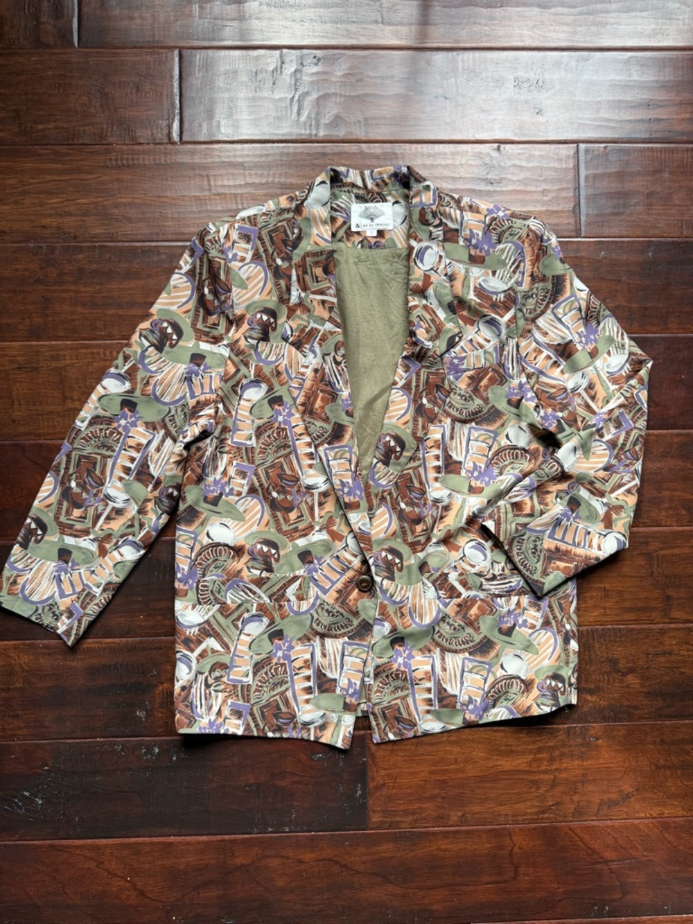 Vintage 90s Japanese Abstract Print Rayon Blazer | Artsy Avant-Garde